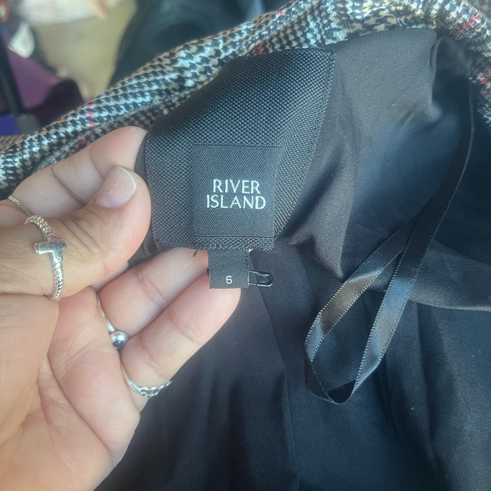 River Island Metallic Plaid Blazer in Silver and Brown - Picture 4 of 5